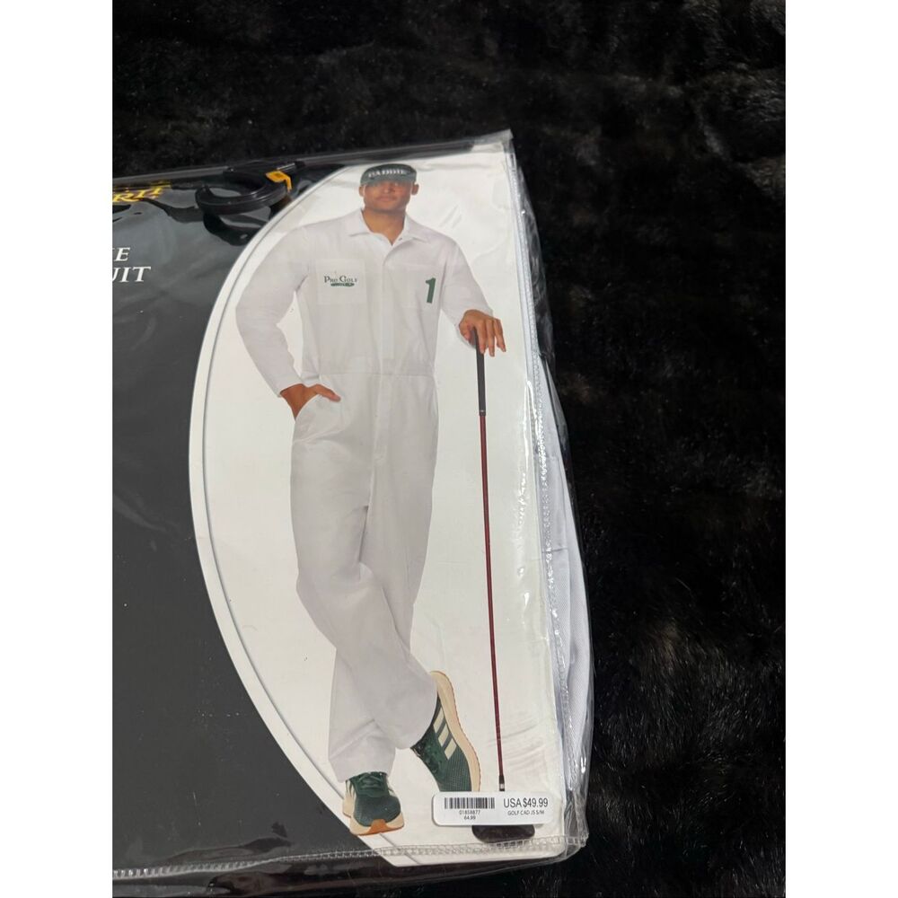 Halloween who's your Caddy Golf costume hat jumpsuit men's Small Medium